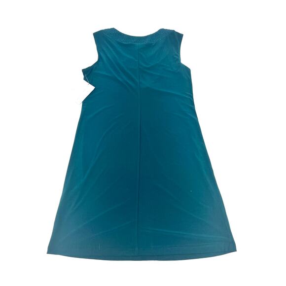 R&M RICHARDS Women's Green Stretch Cocktail Dress w/ Necklace 8 P Petite - Picture 2 of 5